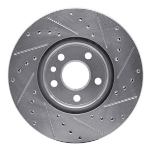 Land Rover Range Rover Evoque Brake Rotor (1) - Front Left - R1 Concepts - Drilled & Slotted - Silver - `07-`18